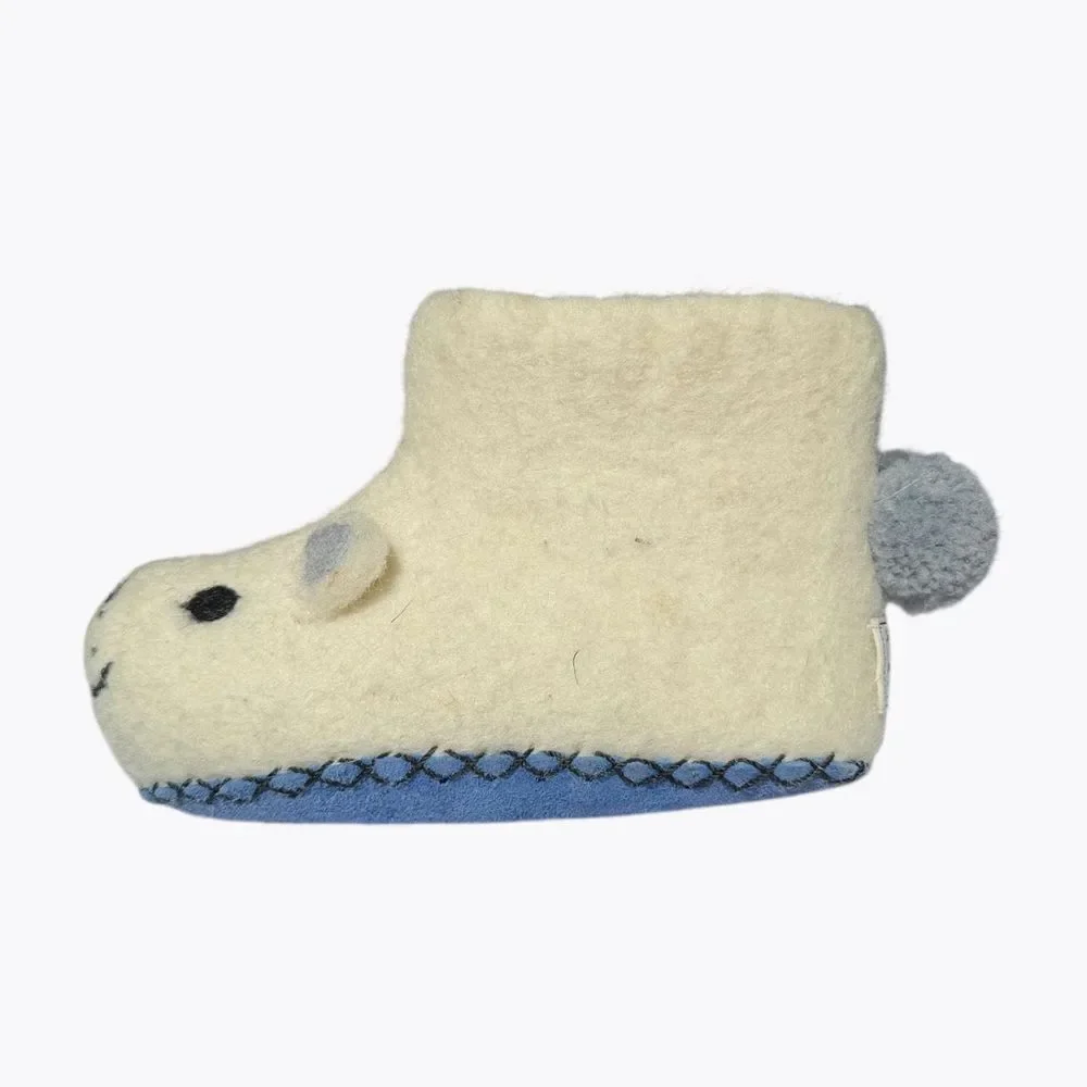 Sew Heart Felt Polar Bear Wool Slippers Toddler Size 8 Cream Cozy Animal Scandi